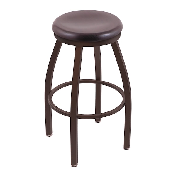 25" Swivel Counter Stool, Bronze Finish, Dark Cherry Oak Seat
